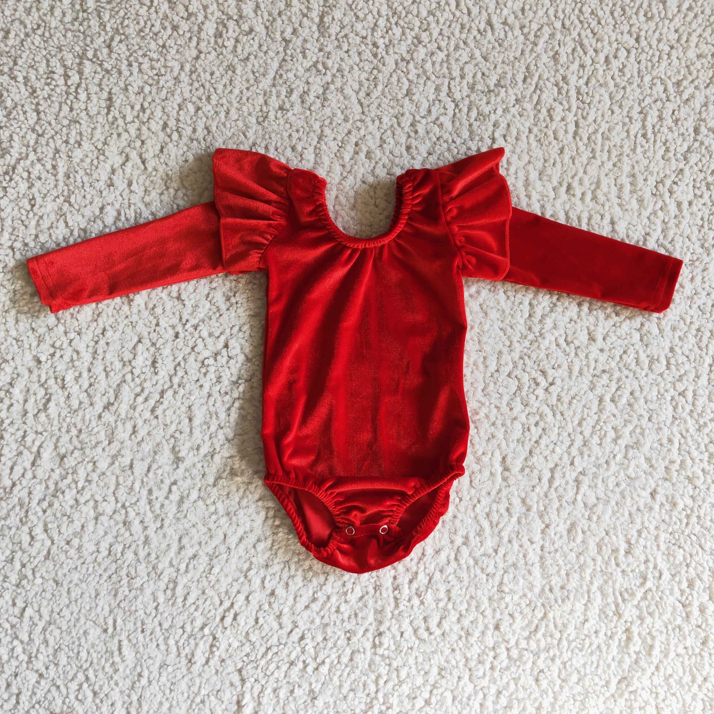 Girls long sleeve red velvet leotard    LR0209