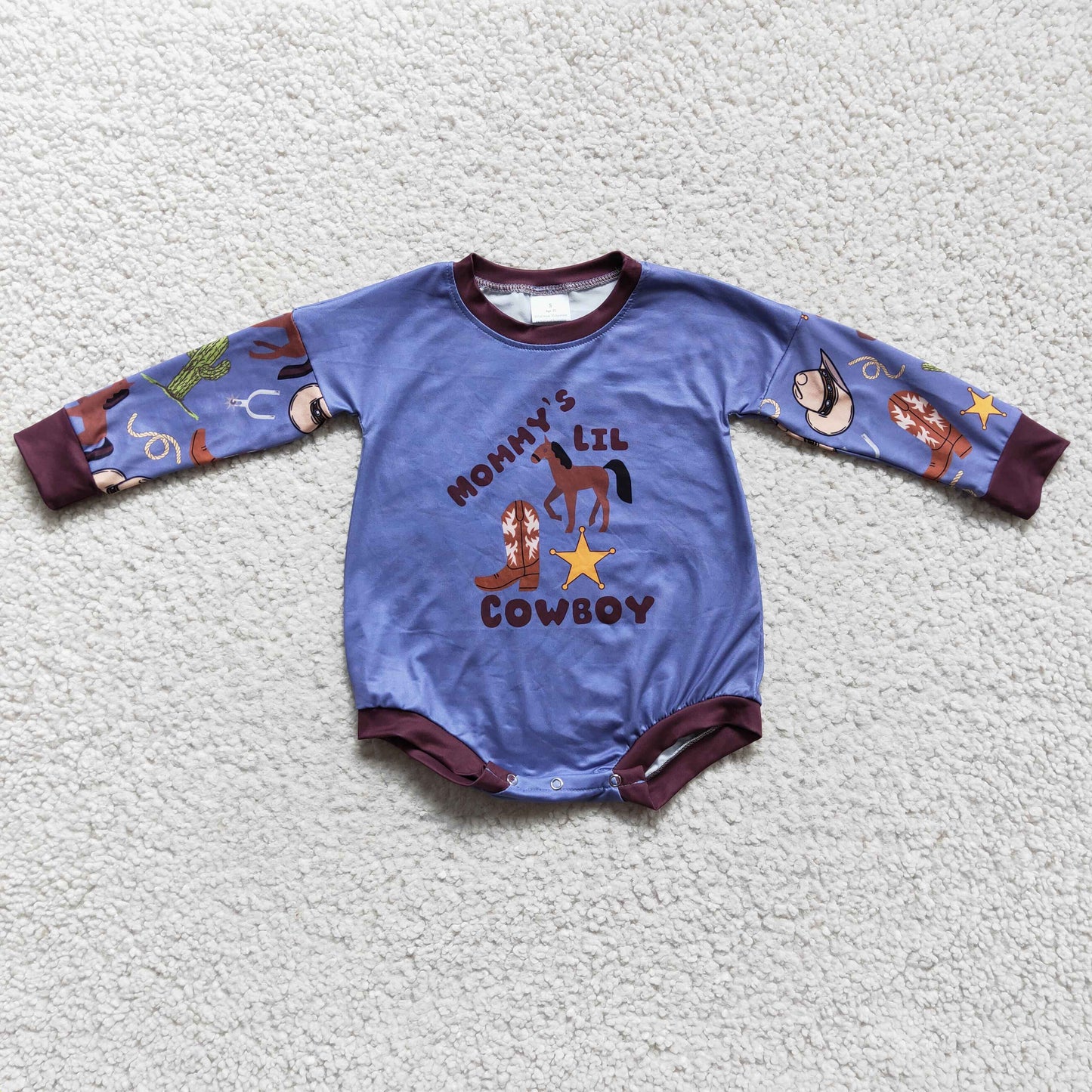 Baby cowboy print romper   LR0229