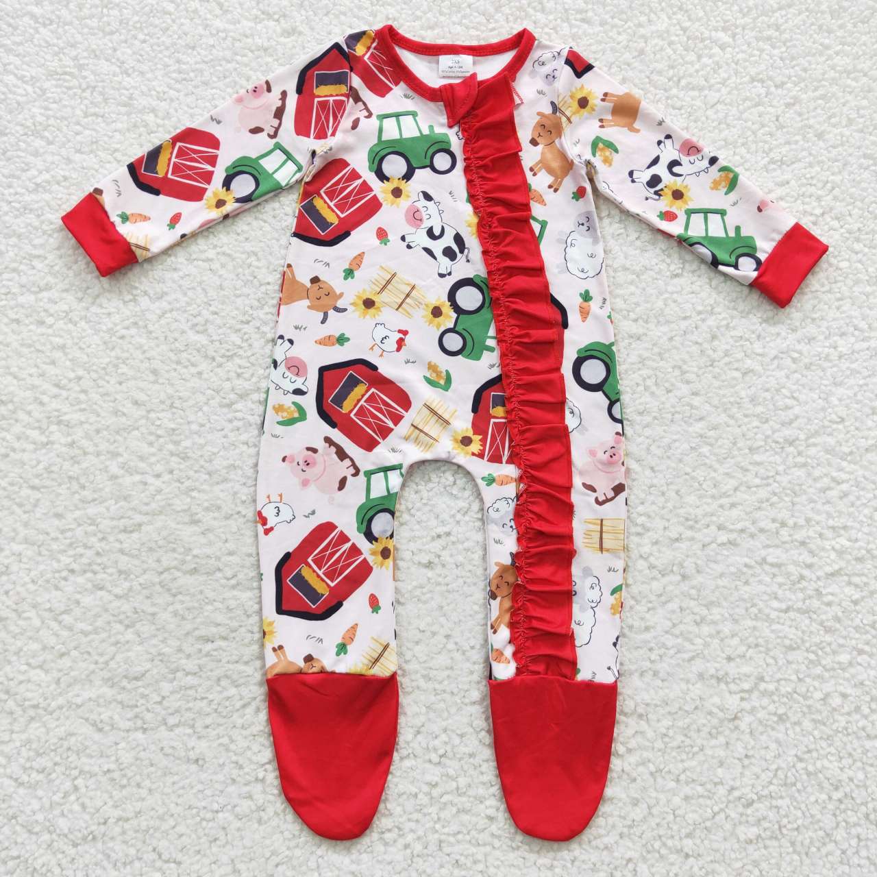 (Promotion) Farm Animals Print Kids Pajamas Matching Clothes Sibling Wear
