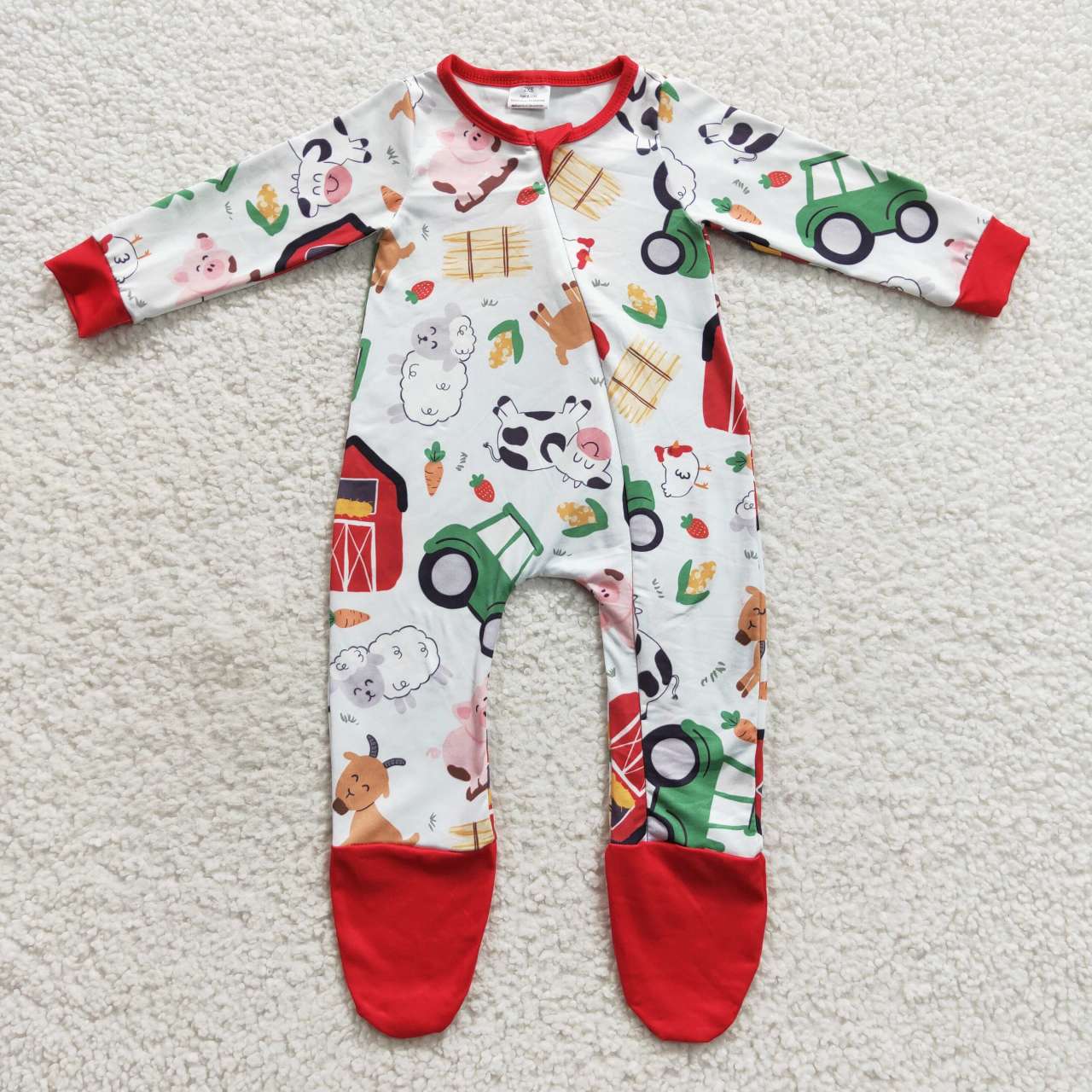 (Promotion) Farm Animals Print Kids Pajamas Matching Clothes Sibling Wear