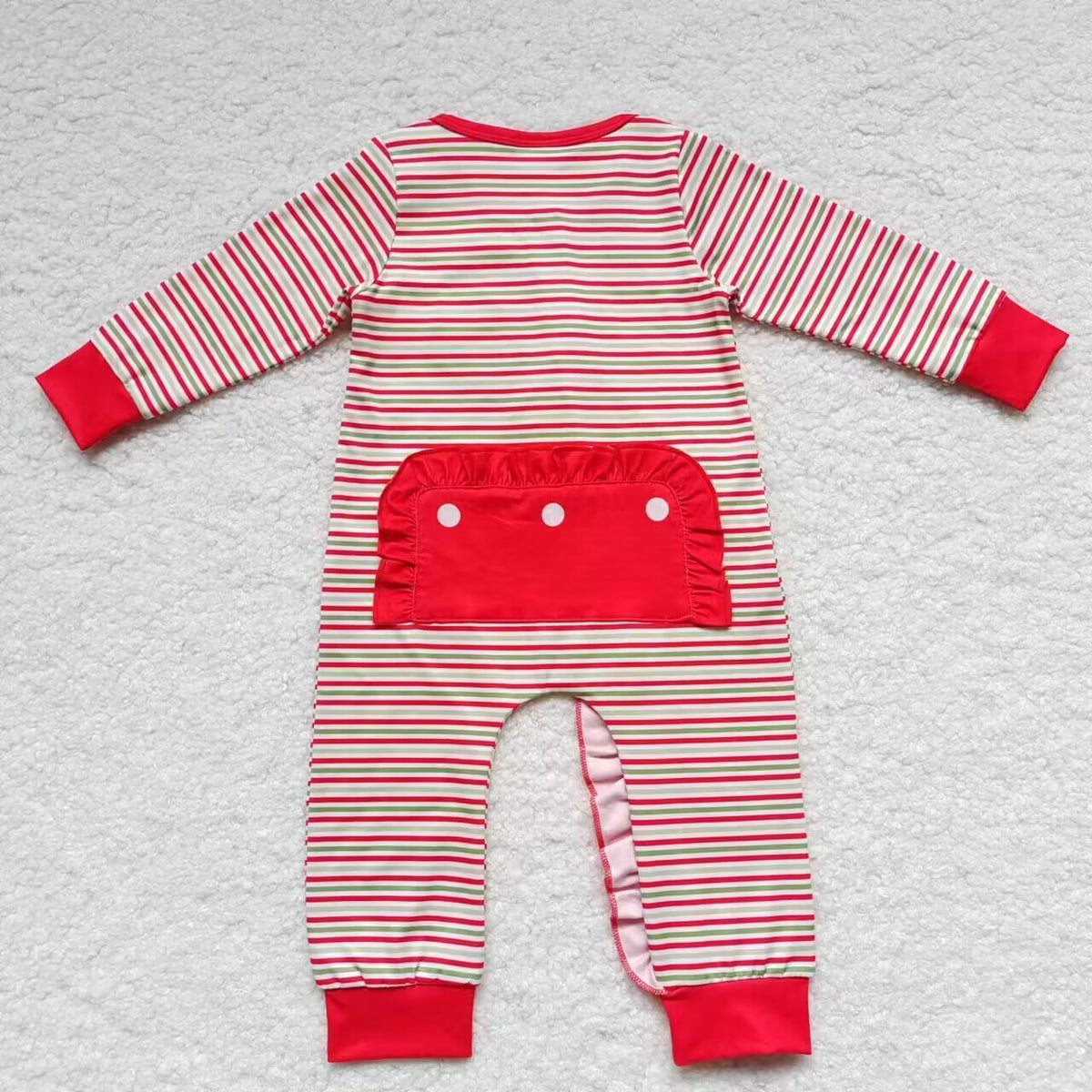 Santa Embroidery Red Stripes Print Family Christmas Pajamas Styles