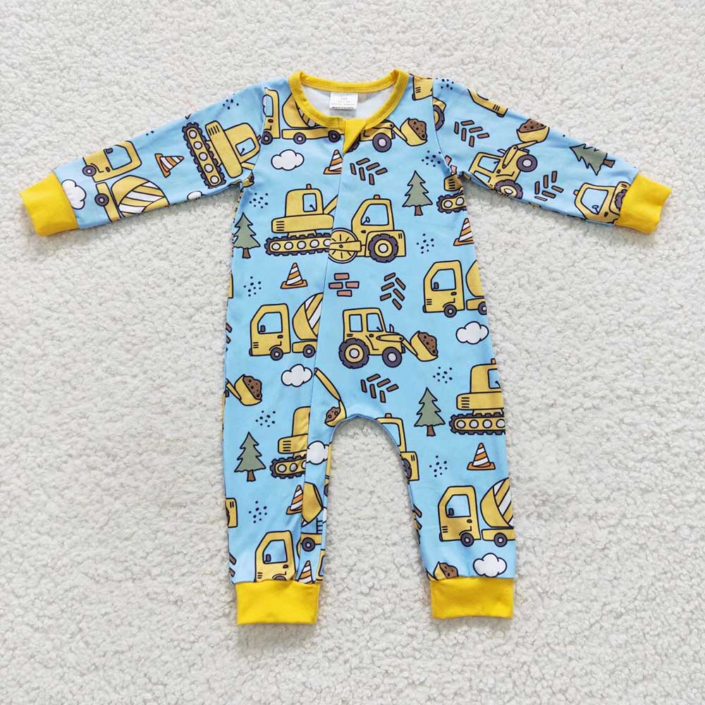 Sibling Baby Boys Construction Long Sleeve Pants Pajama Set