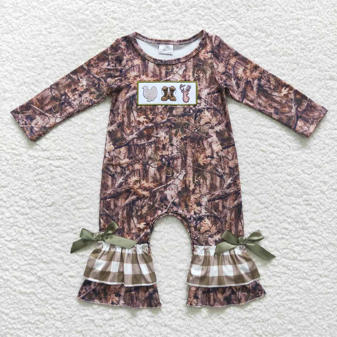 Sibling Baby Boys Girls  Hunting Camo Turkey Clothes Set Romper