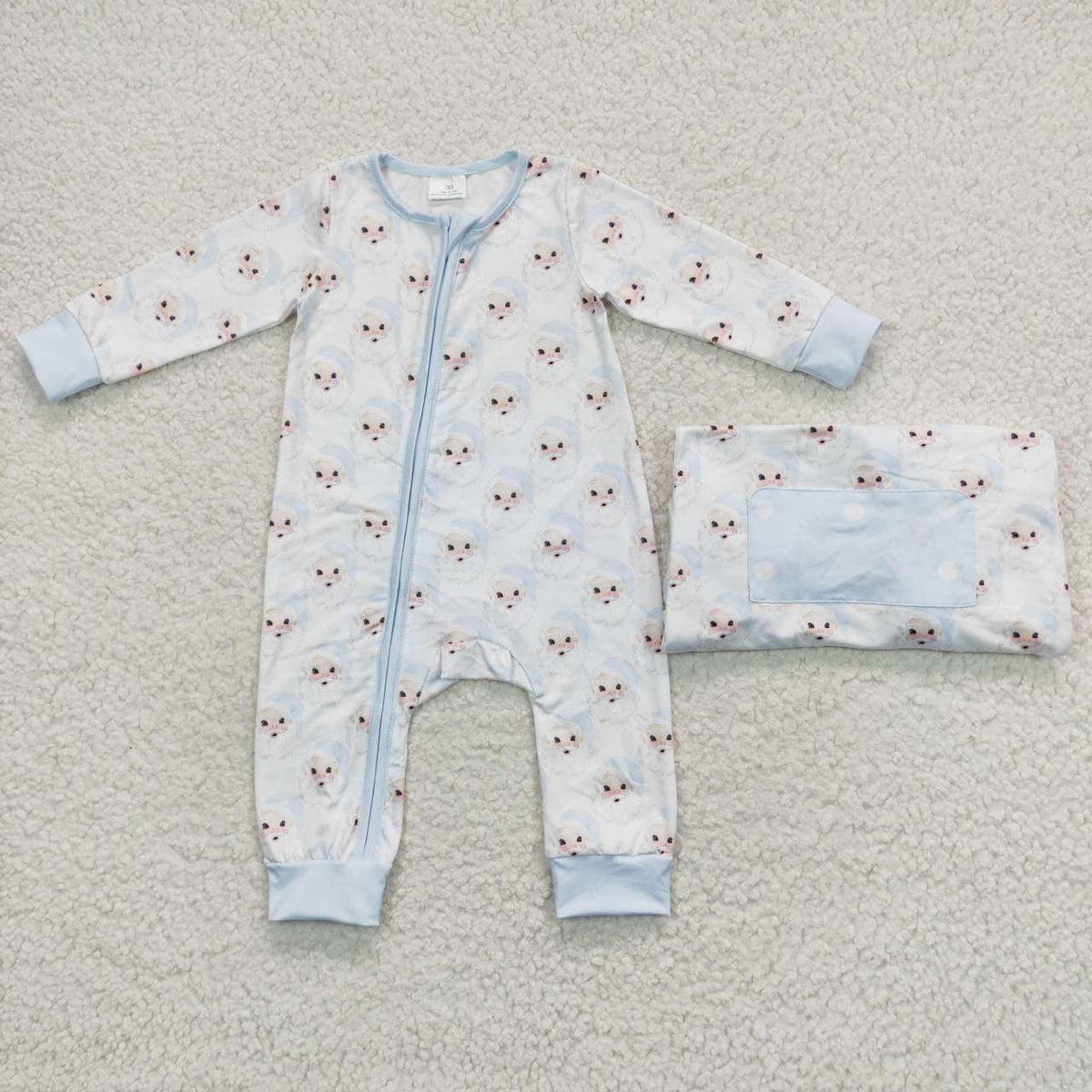 Santa Blue & Pink Print Family Christmas Pajamas Styles