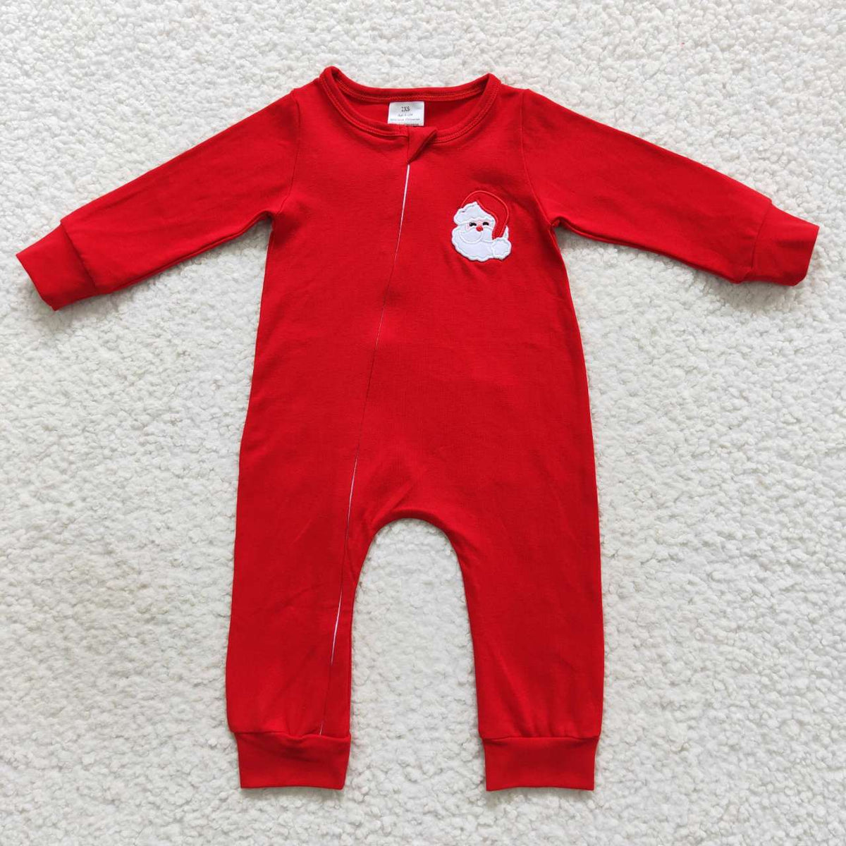 Santa Embroidery Red Cotton Family Christmas Buttons Pajamas Styles