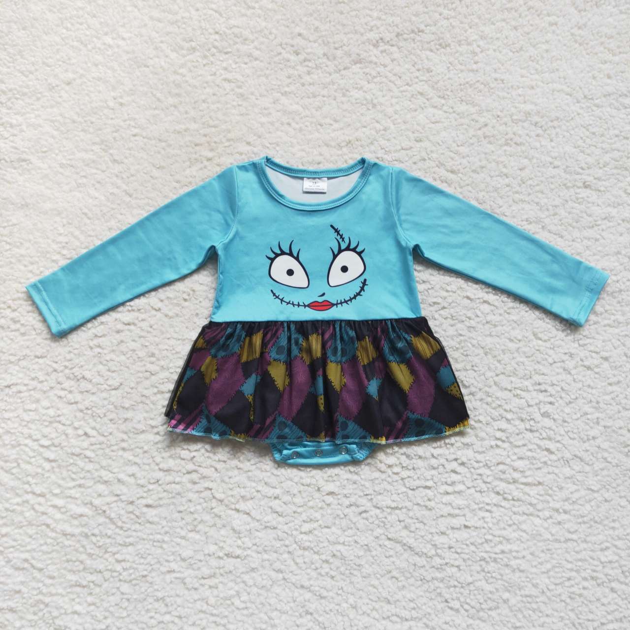 LR0603 Nightmar* Smiling Blue Baby Girls Halloween Tulle Skirted Romper