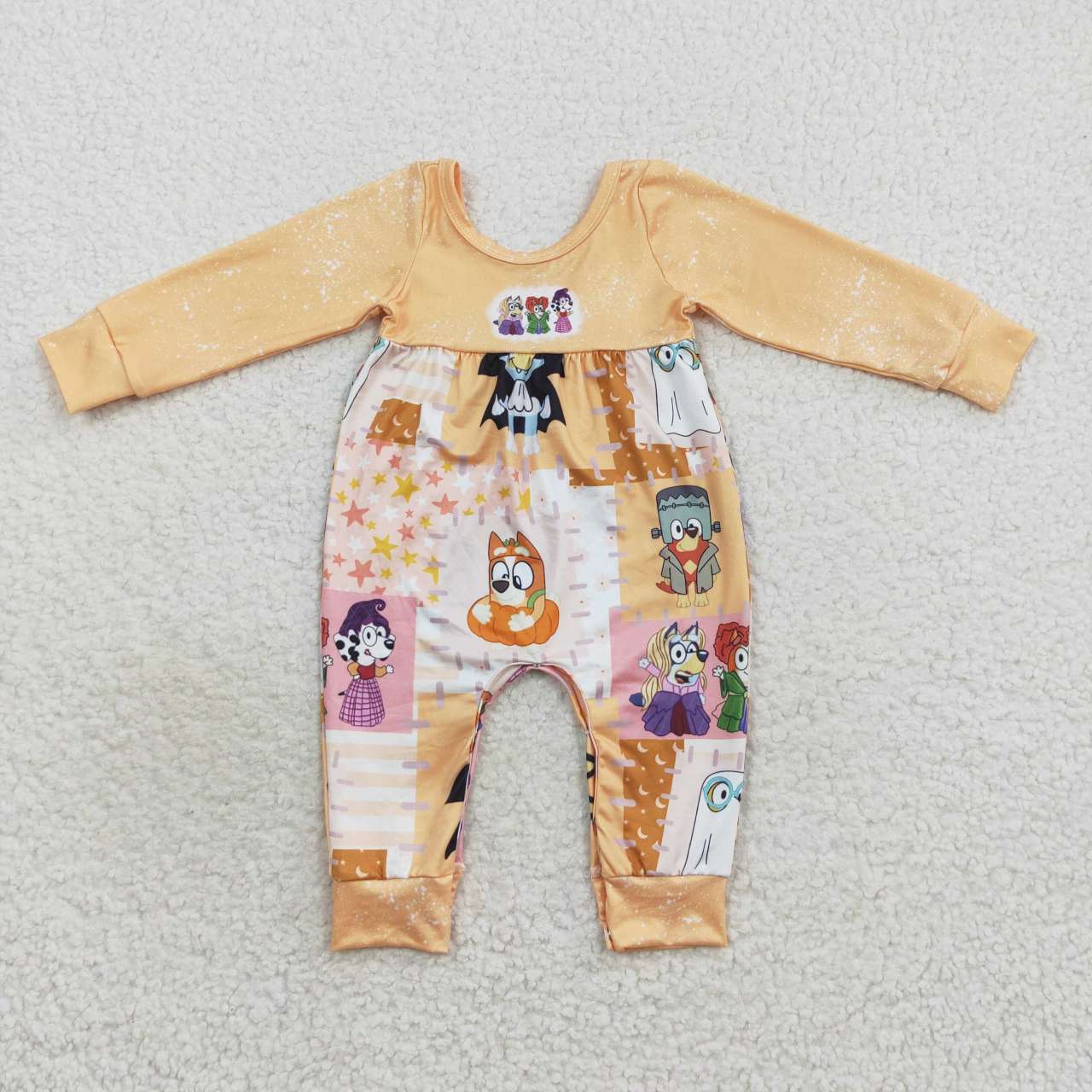 LR0637 Cartoon Dog Witch Baby Girls Halloween Romper