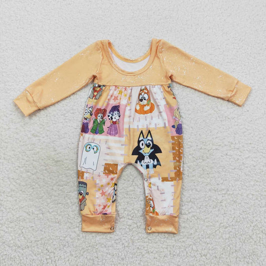 LR0637 Cartoon Dog Witch Baby Girls Halloween Romper