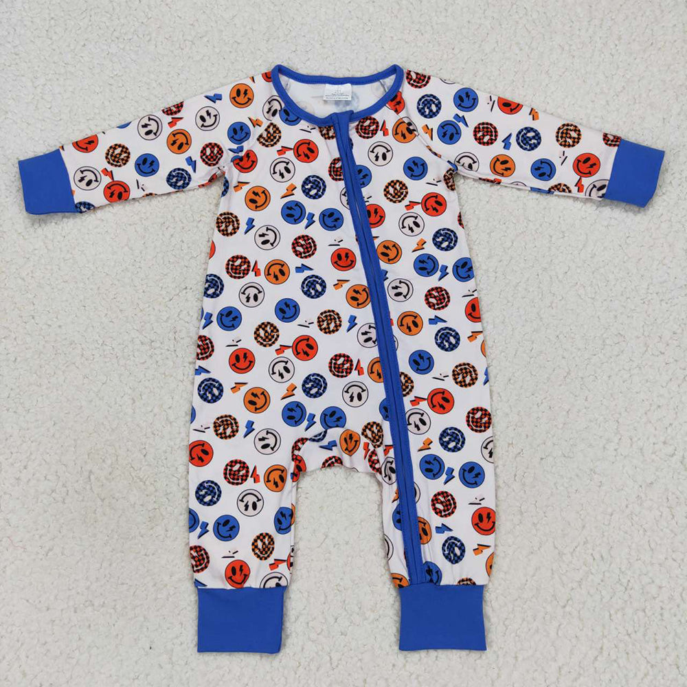Smiling Flash Blue Print Kids Pajamas Styles Sibling Matching Wear