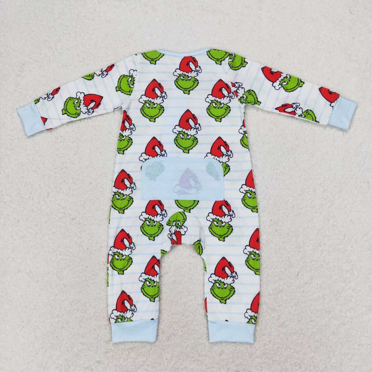 LR1002 Green Frog Smiling Stripes Print Baby Boys Christmas Bamboo Zipper Sleeper Romper