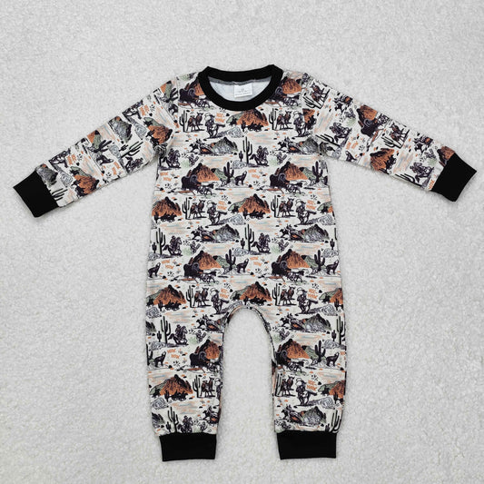 Sibling Baby Boys Long Sleeve Horse Rodeos Cows Western Rompers
