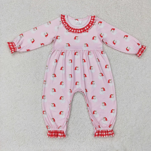 LR1068 Baby Girls Christmas Santa Long Sleeve Romper
