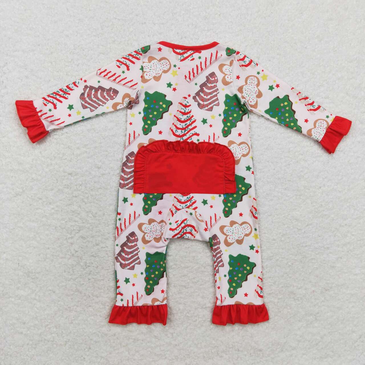 LR1149 Gingerbread Debbie Cake Print Baby Girls Christmas Bamboo Zipper Sleeper Romper