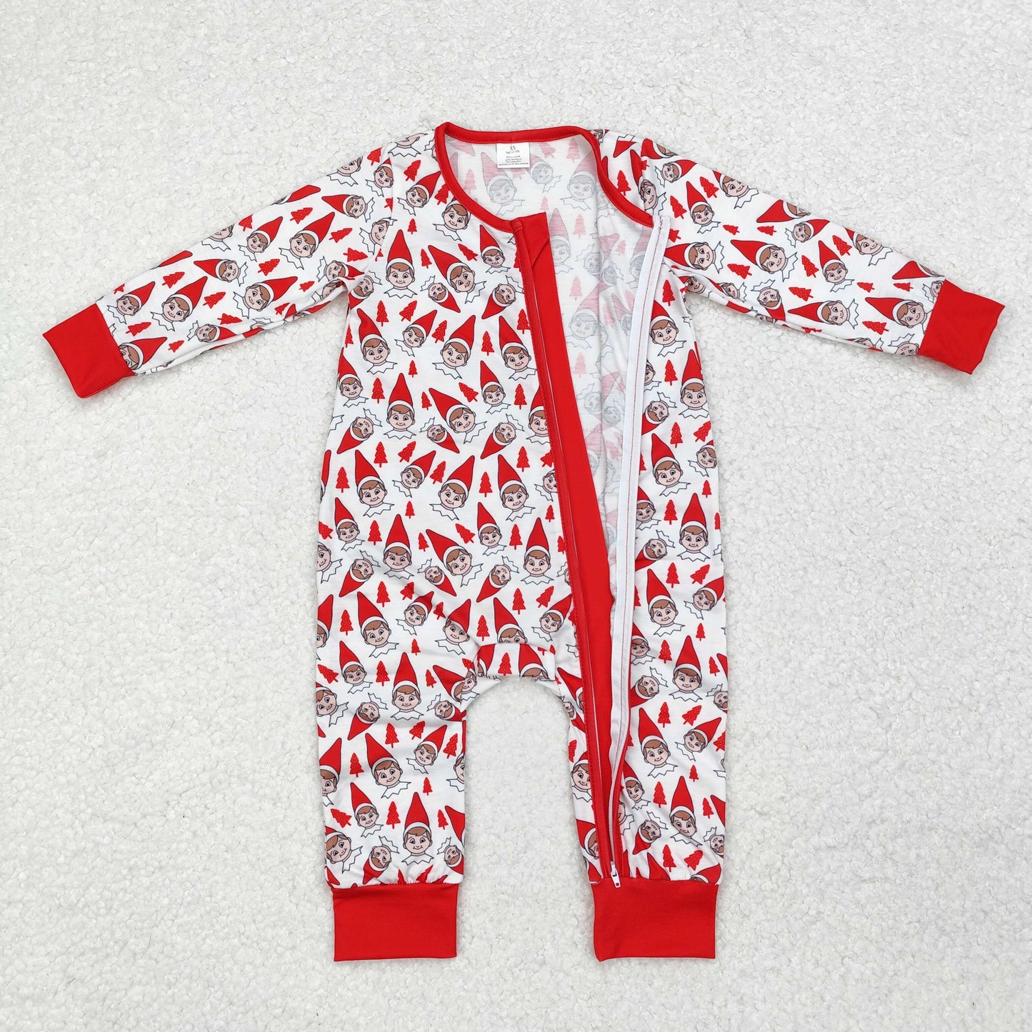 LR1168 Cartoon Shelf Print Baby Christmas Bamboo Zipper Sleeper Romper