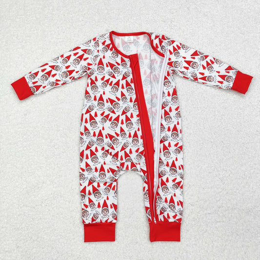 LR1168 Cartoon Shelf Print Baby Christmas Bamboo Zipper Sleeper Romper