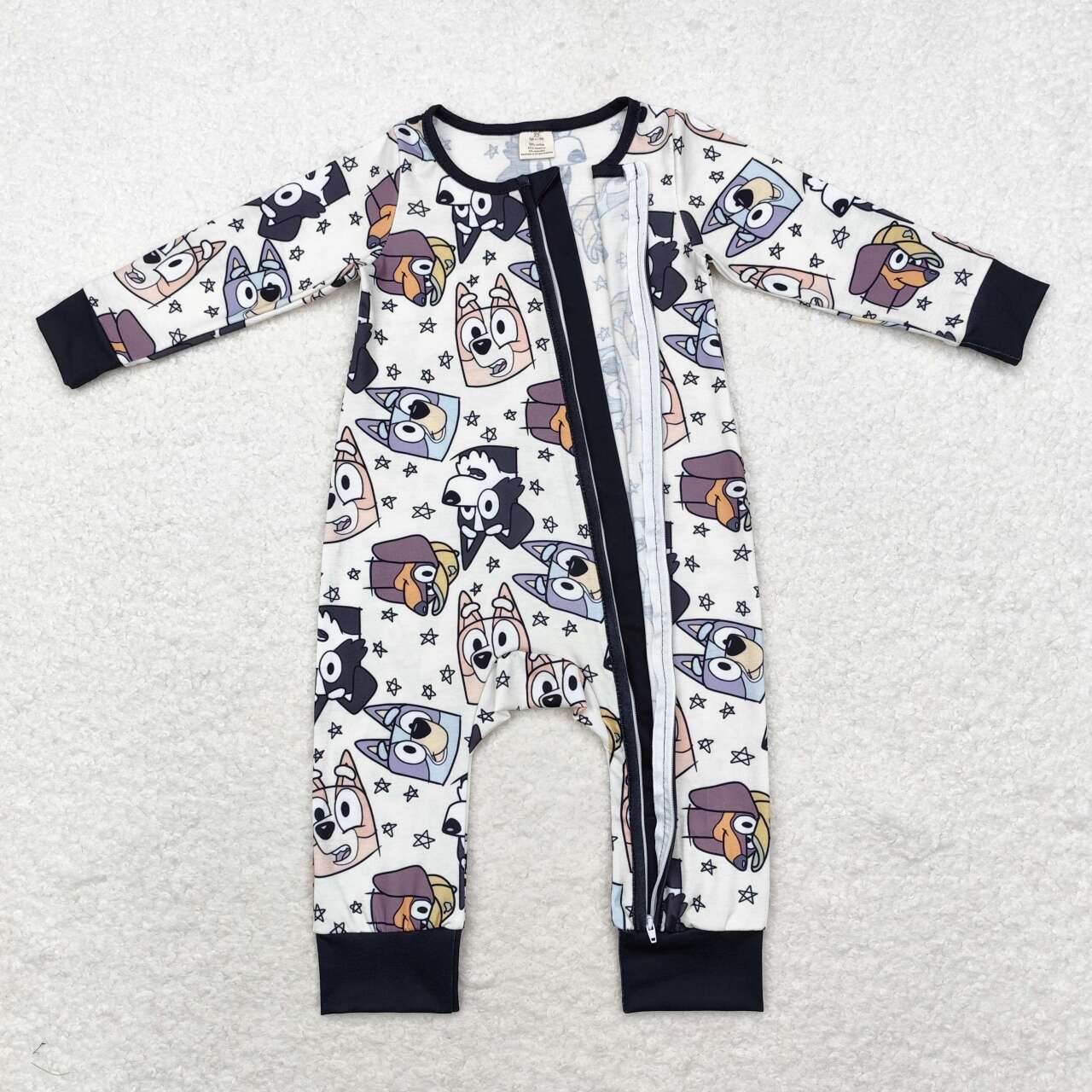 LR1173 Cartoon Dog Stars Print Baby Zipper Sleeper Romper