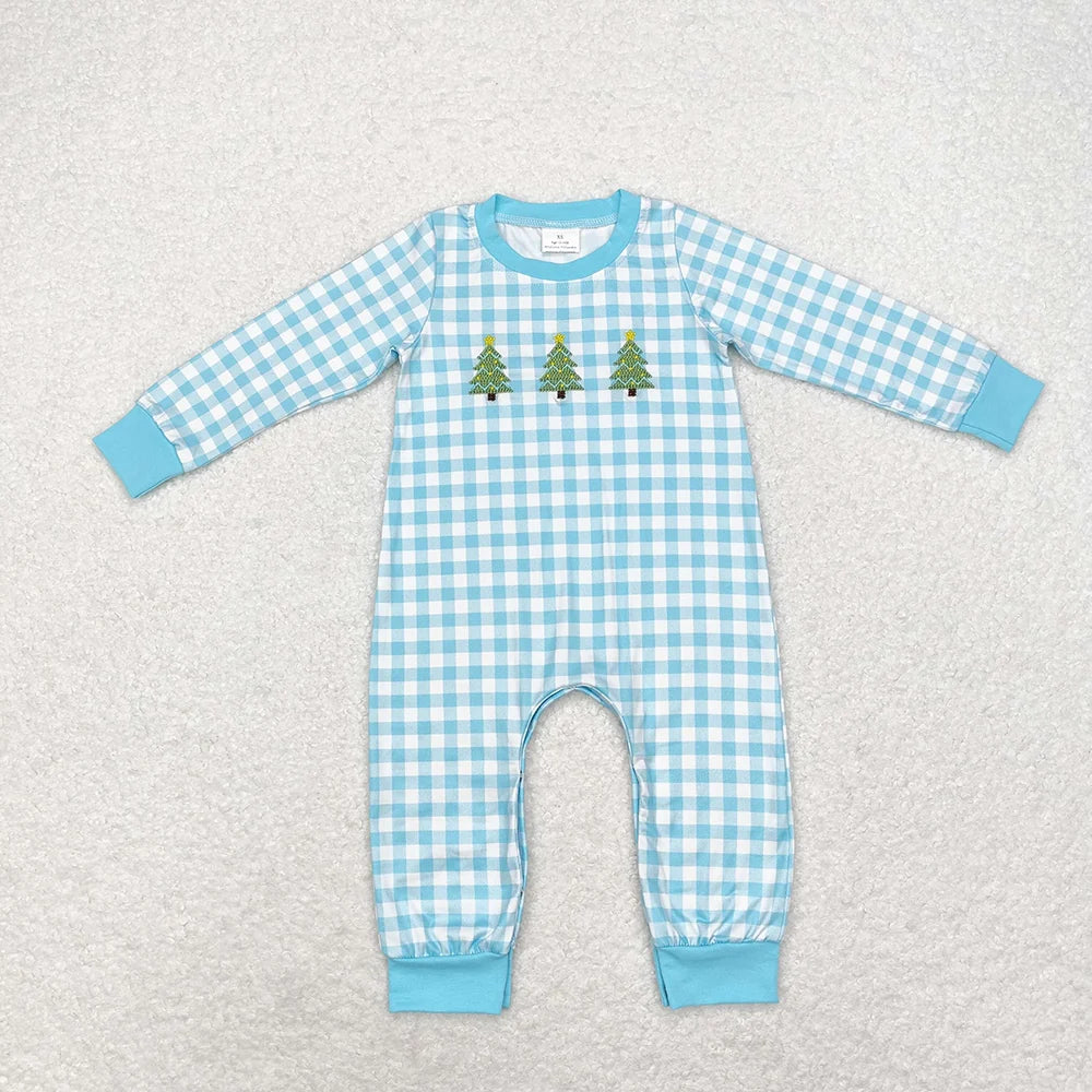 Sibling Baby Boys Embroidery Christmas Tree Shirt Pants Pajamas Clothes Sets Rompers