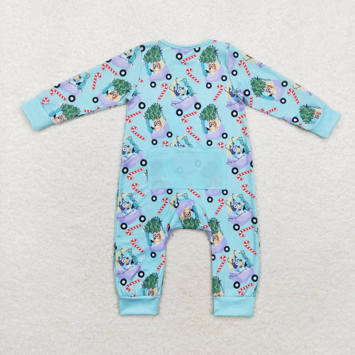 LR1431 Cartoon Dog Tree Candy Cane Print Baby Boys Christmas Bamboo Zipper Sleeper Romper