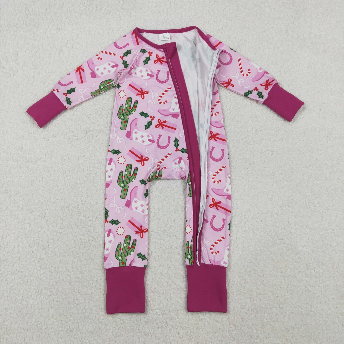 Sibling Baby Kids Holly Bows Santa Christmas Two Way Zip Convertible Rompers