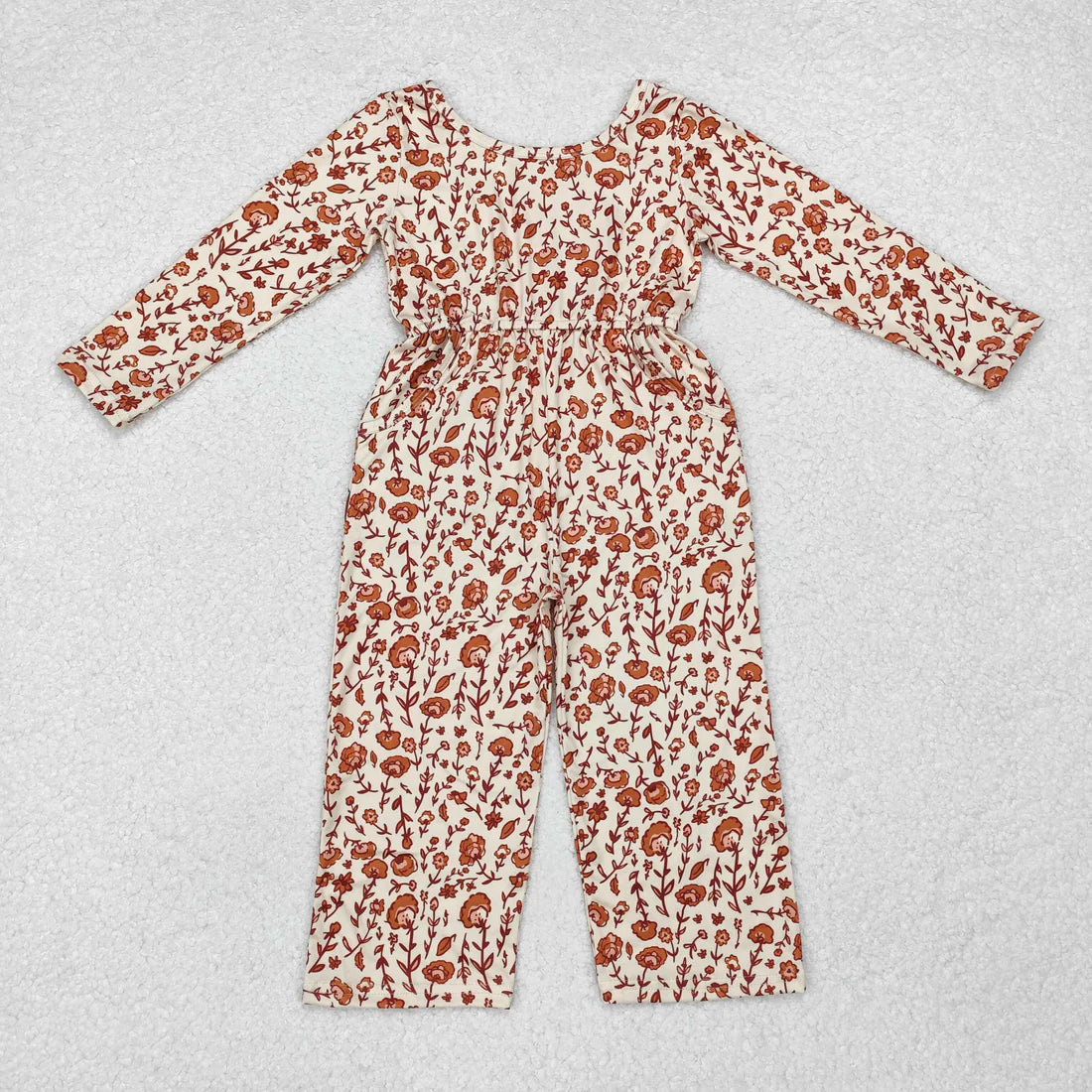 Sibling Baby Girls Long Sleeve Fall Floral Pockets Pants Jumpsuits