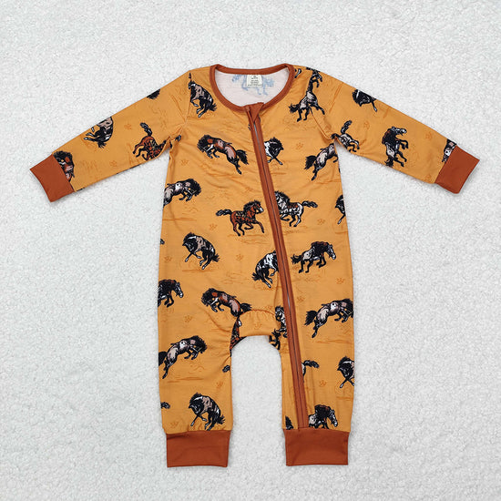 Sibling Baby Western Long Sleeve Zipper Romper