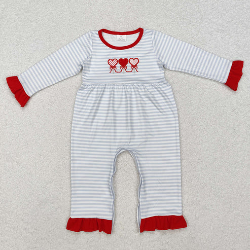 Sibling Baby Girls  Embroidery Valentine Heart Truck Outfit Dress Romper