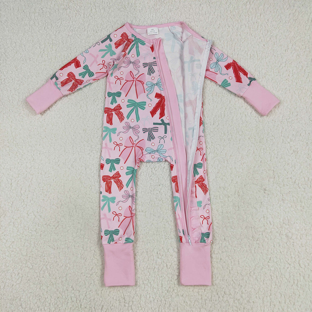 Pink Red Green Bows Print Family Christmas Styles