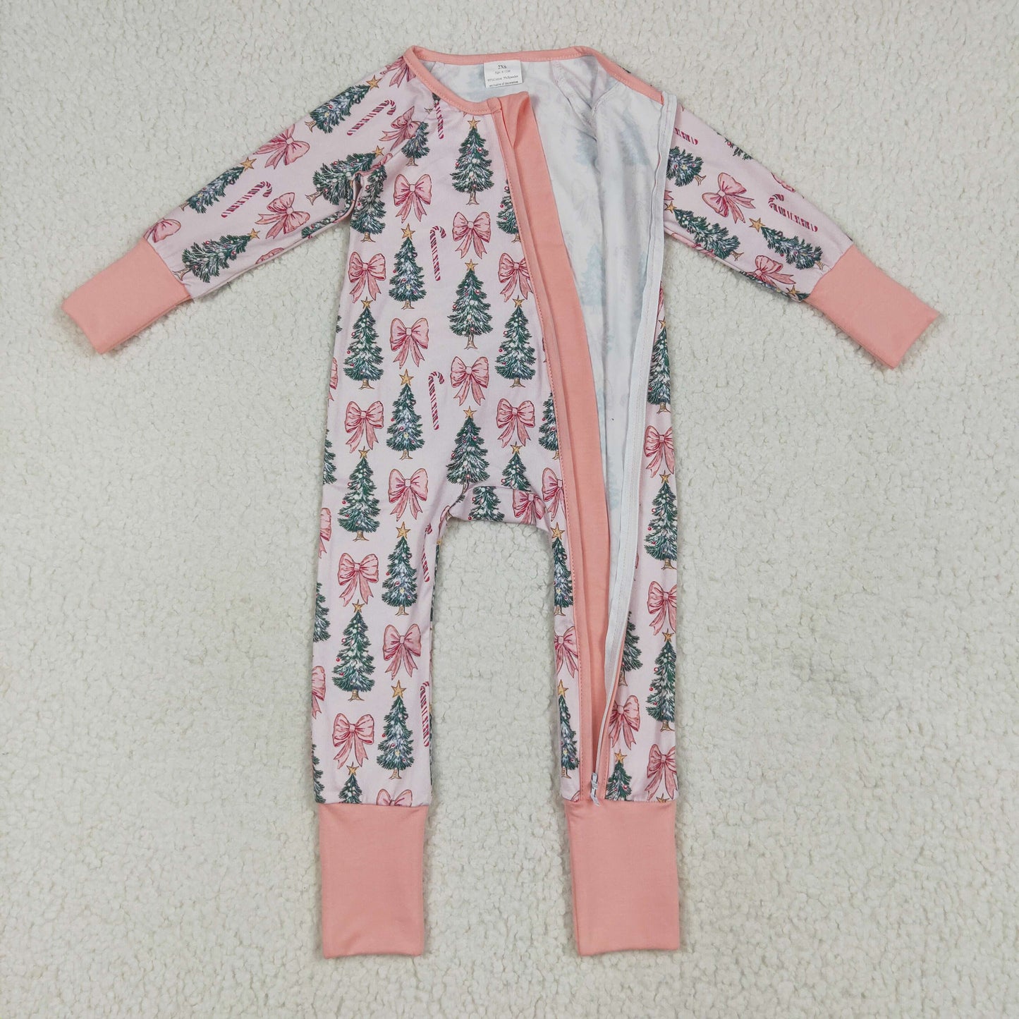 Sibling Baby Kids Holly Bows Santa Christmas Two Way Zip Convertible Rompers