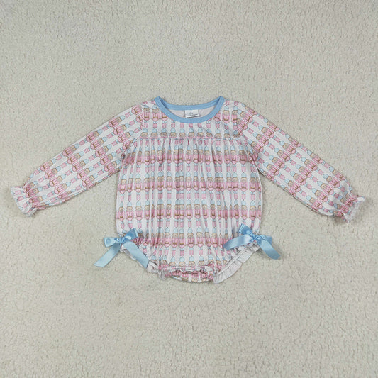LR2298 Nutcracke* Soldier Print Baby Girls Christmas Romper