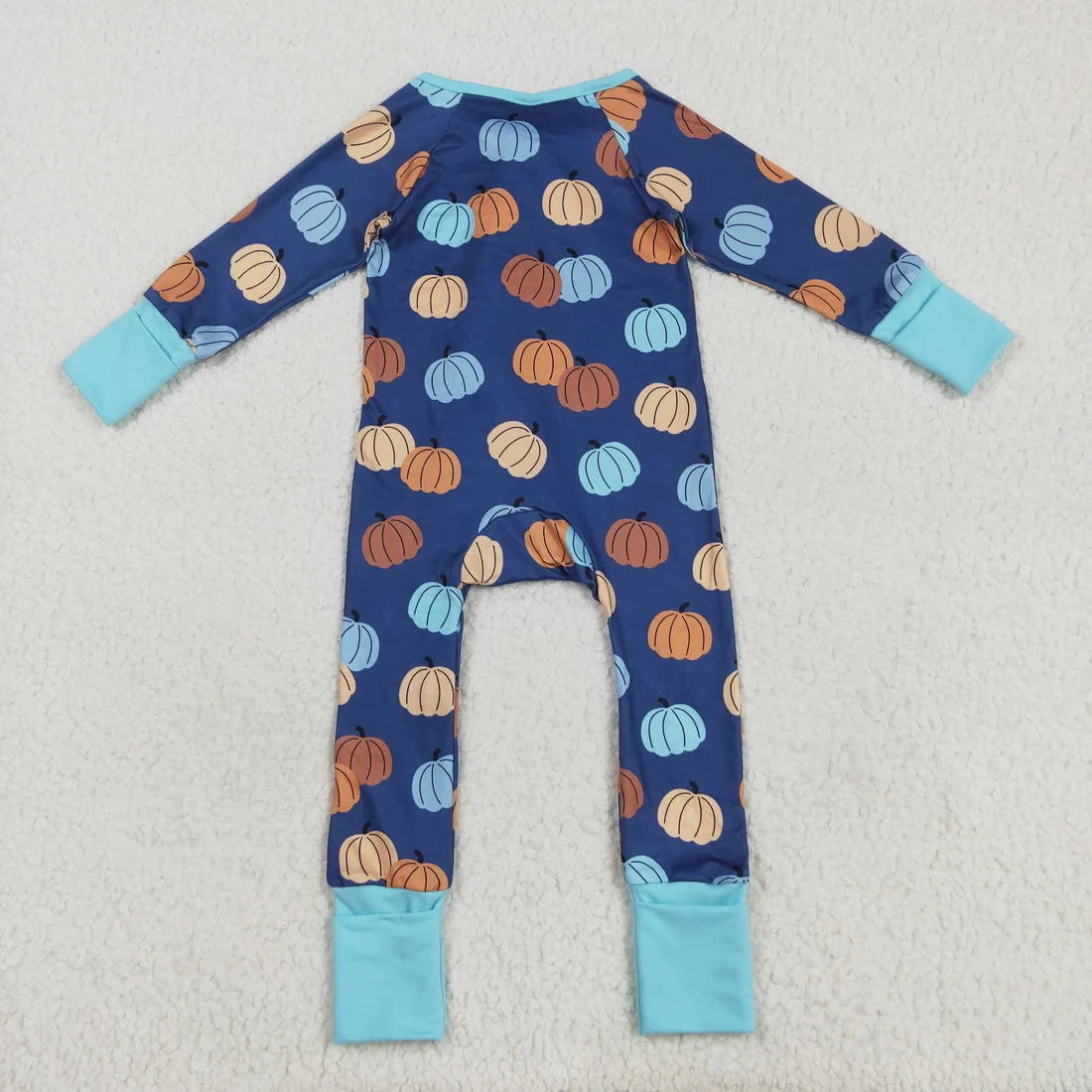Sibling Baby  Colorful Flowers Pumpkins Fall Two Way Zip Convertible Rompers