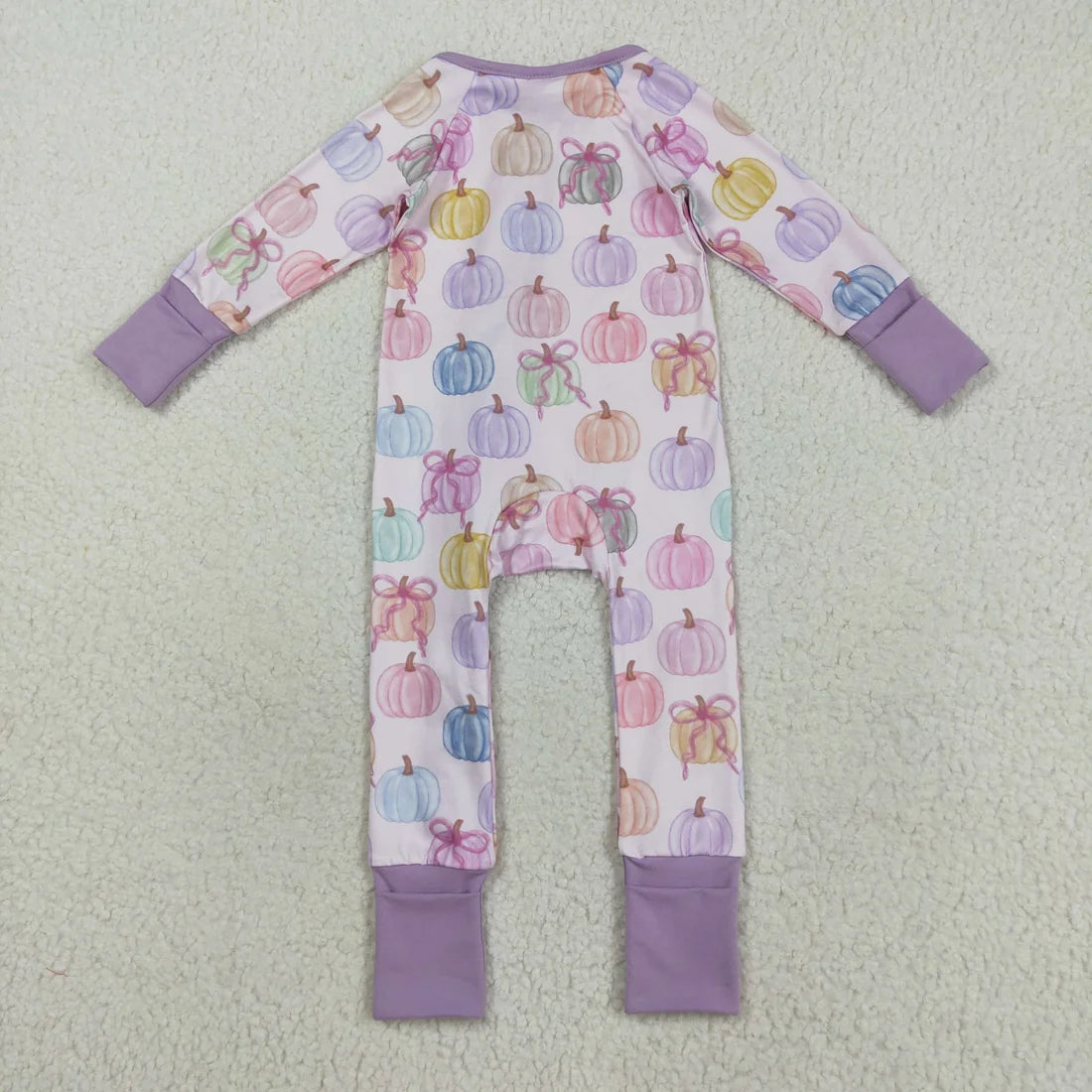 Sibling Baby  Colorful Flowers Pumpkins Fall Two Way Zip Convertible Rompers