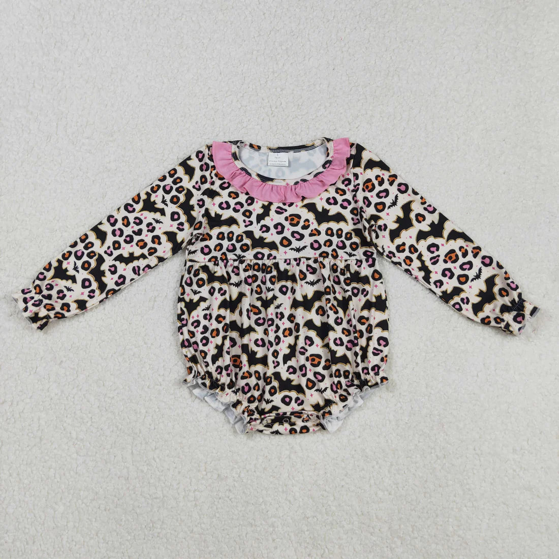 Sibling Baby Girls  Bats Leopard Halloween Dress Romper