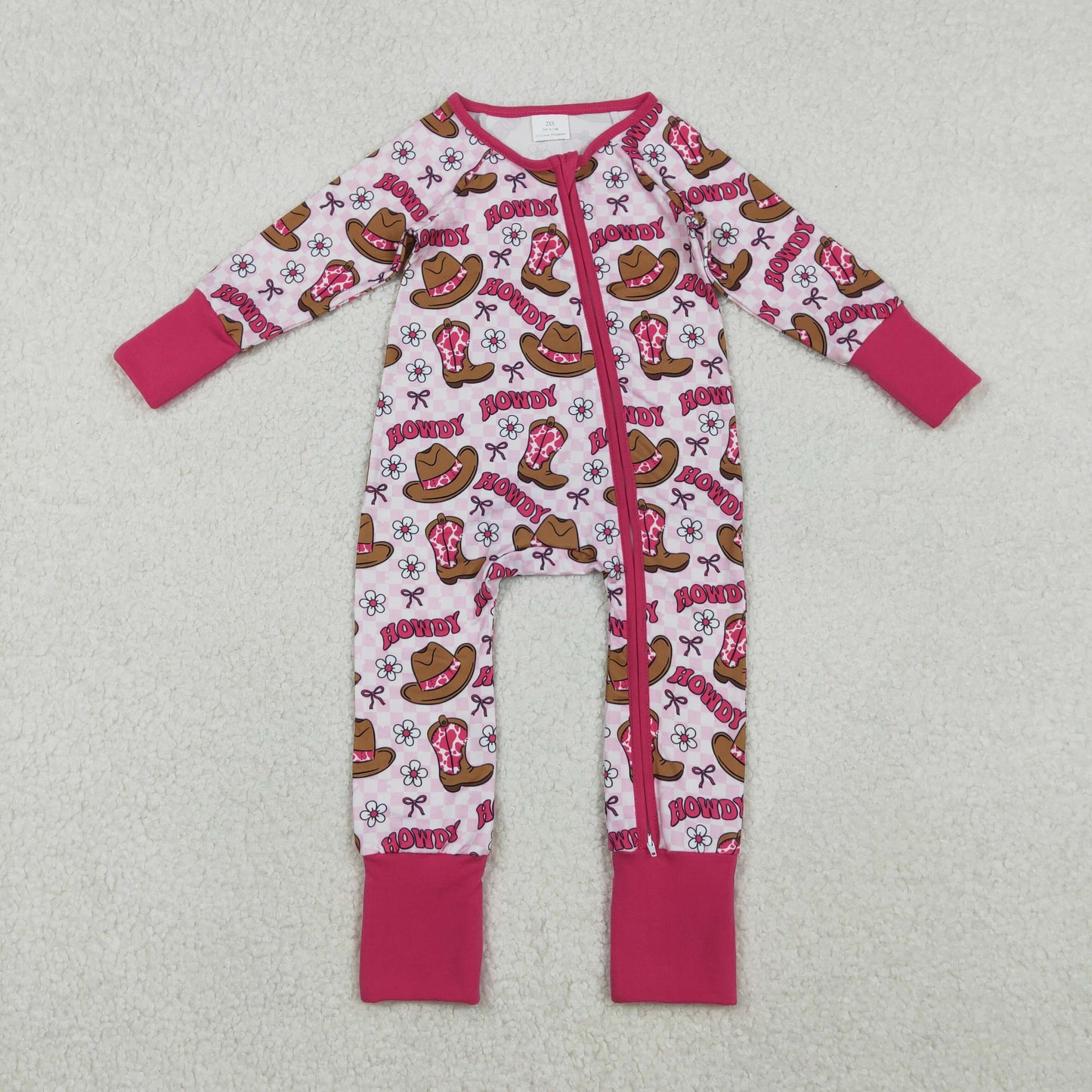 Sibling Baby Kids Hats Boots Horses Cows Western Two Way Zip Convertible Rompers