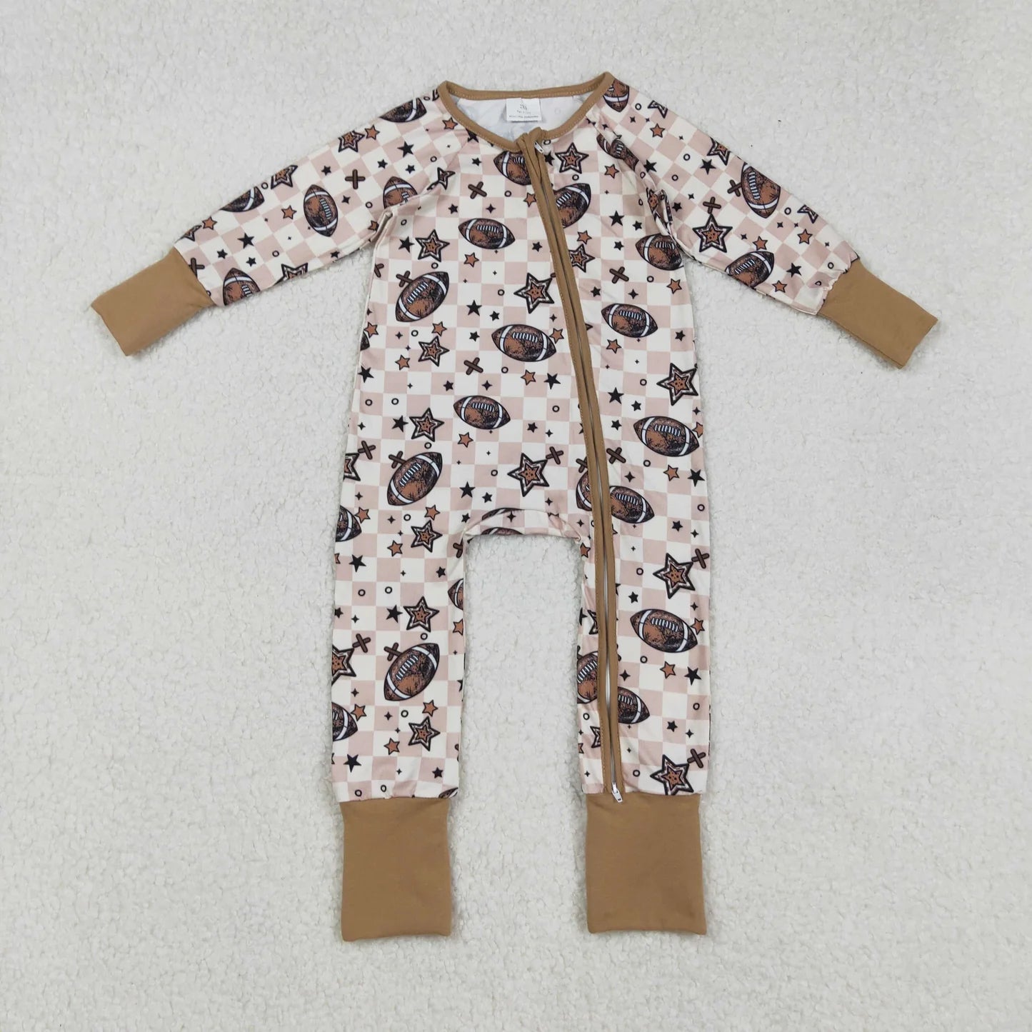 SIbling Girls Boys Football Pullover Team Outfit Hoodie Zipper Romper