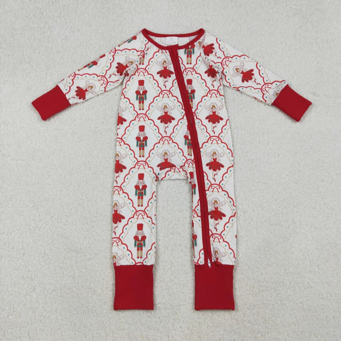 Sibling Baby Girls Bows Soldiers Dancers Checked Pant Christmas Pajamas Sets Zipper Rompers