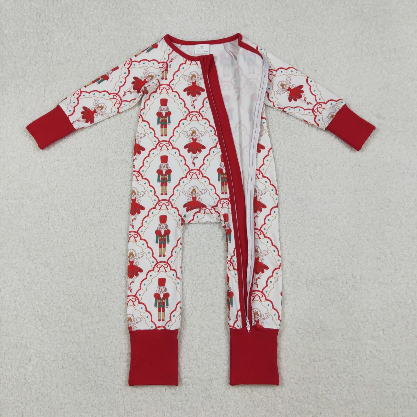 LR2633 Nutcracke* Soldier Print Baby Girls Christmas Zipper Sleeper Romper