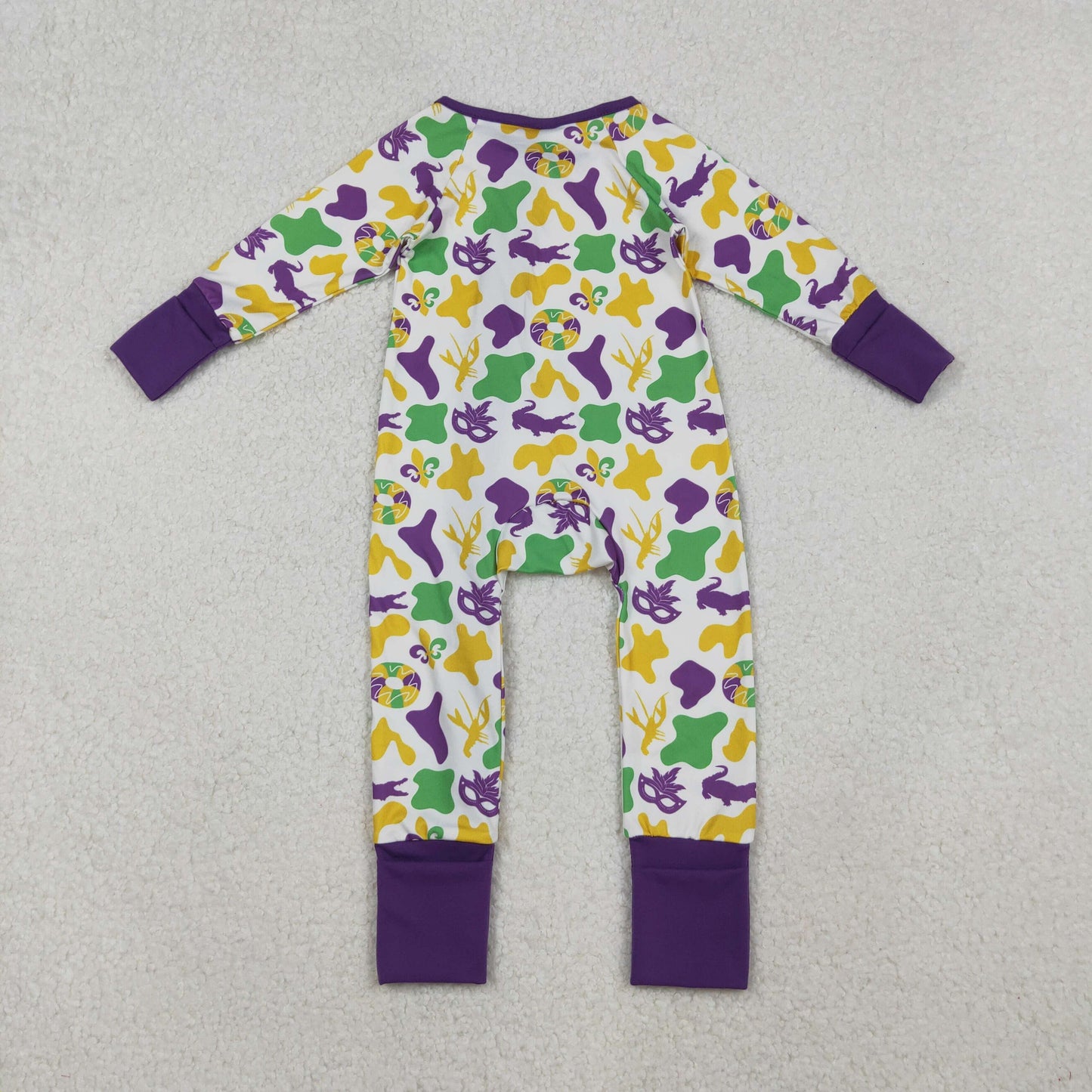 Sibling Baby Kids Mardigras Bows Camo Donuts Two Way Zip Convertible Rompers