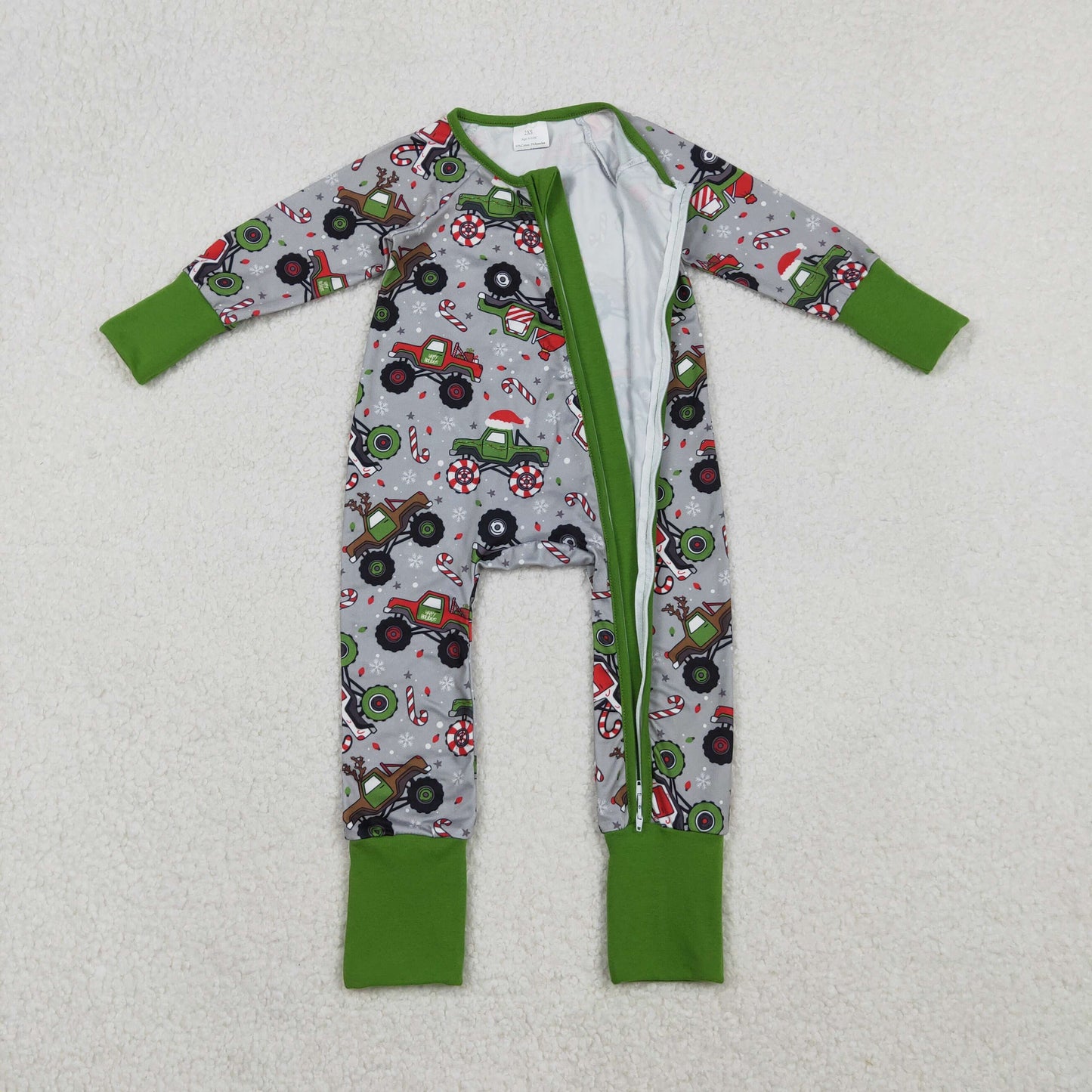 Sibling Baby Kids Holly Bows Santa Christmas Two Way Zip Convertible Rompers