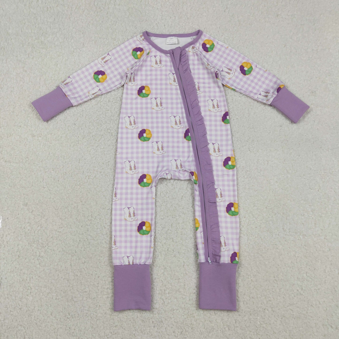Sibling Baby Kids Mardigras Bows Camo Donuts Two Way Zip Convertible Rompers