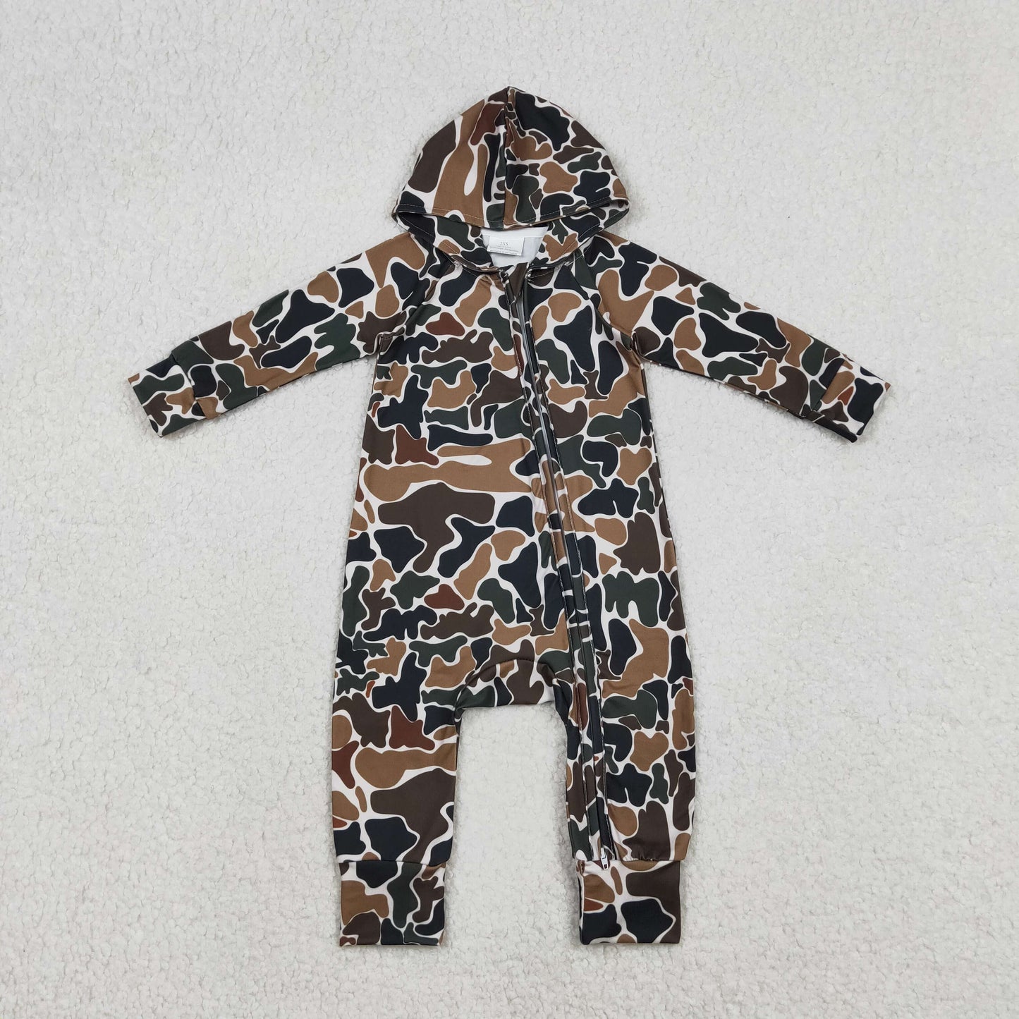 Sibling Baby Boys Hunting Camo Hoodie Zipper Romper