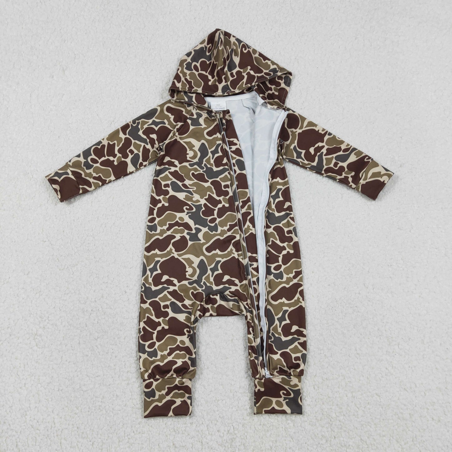 Sibling Baby Boys Hunting Camo Hoodie Zipper Romper