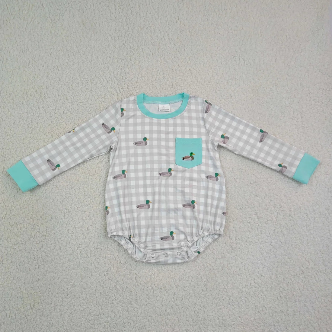 Sibling Baby Girls Boys Enbroidery Punpkin Duck Christmas Long Sleeve Bubble Romper
