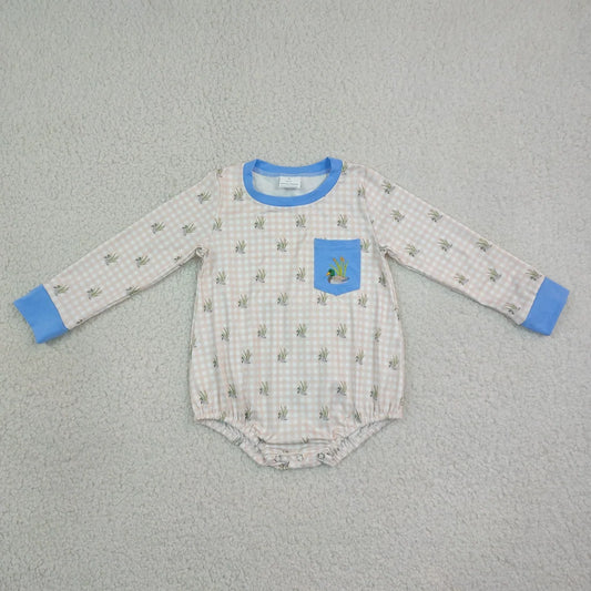 Sibling Baby Girls Boys Enbroidery Punpkin Duck Christmas Long Sleeve Bubble Romper