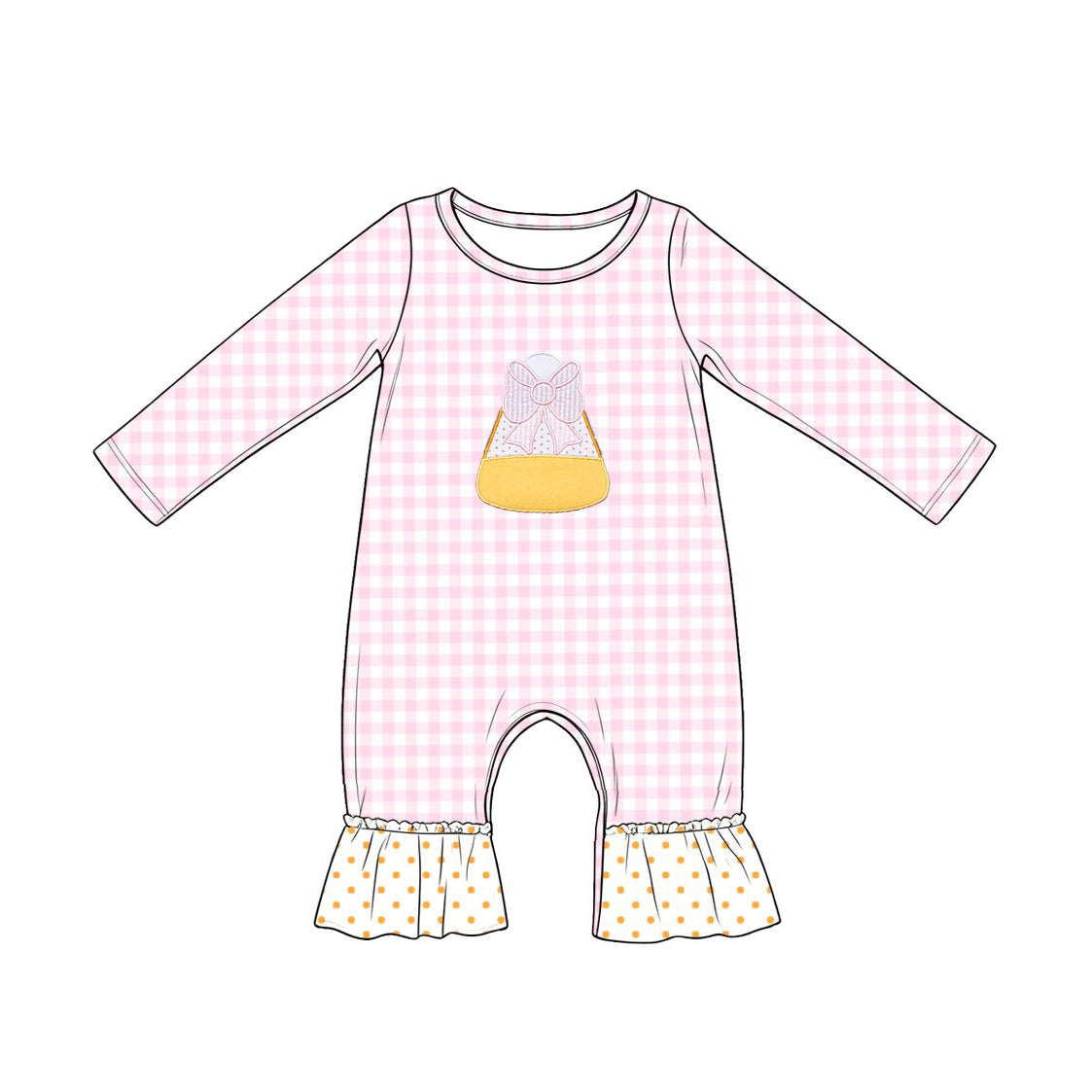 4.18 LR3022 Preorder Candy Plaid Baby Girls Halloween Romper