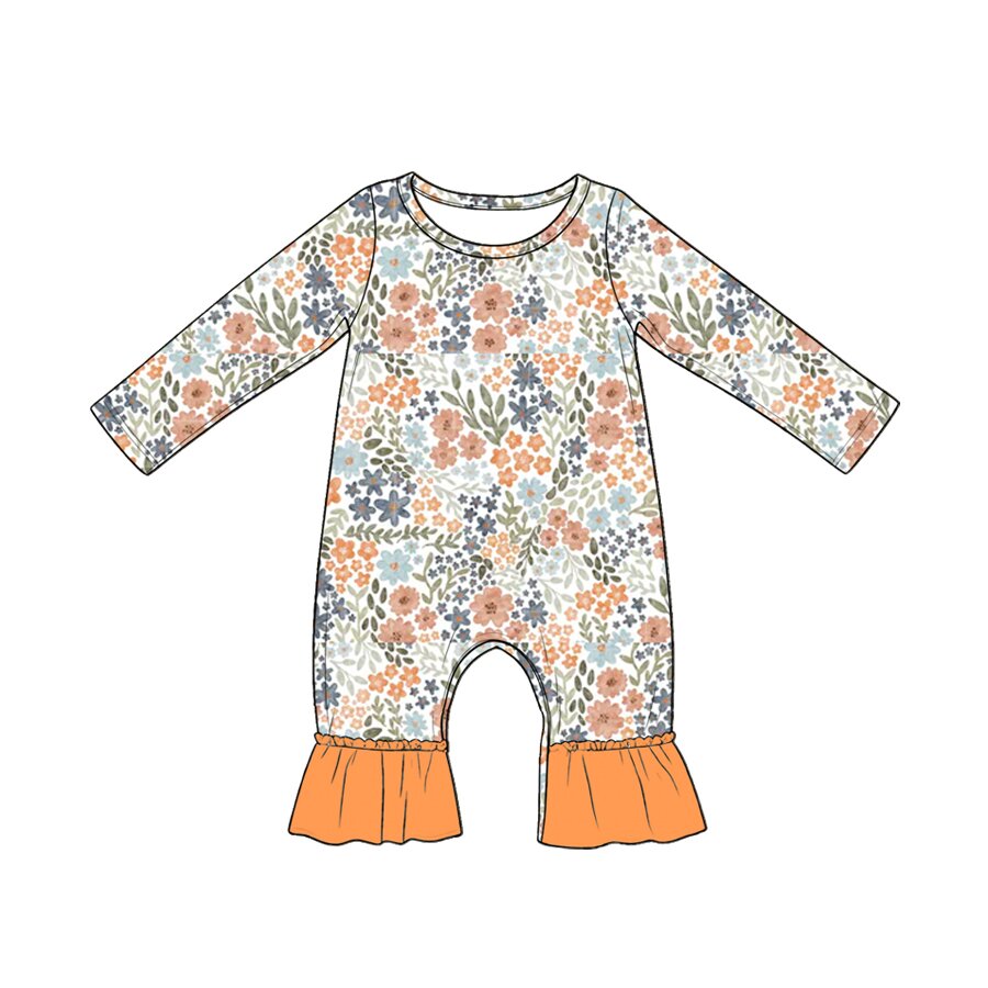 4.20 Baby Girls Wildflower Long Sleeve Romper With Ruffle Preorder