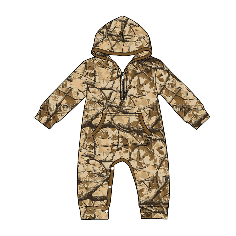 4.22 LR3033 Branch Brown Camo Baby Boys Hoodie Romper