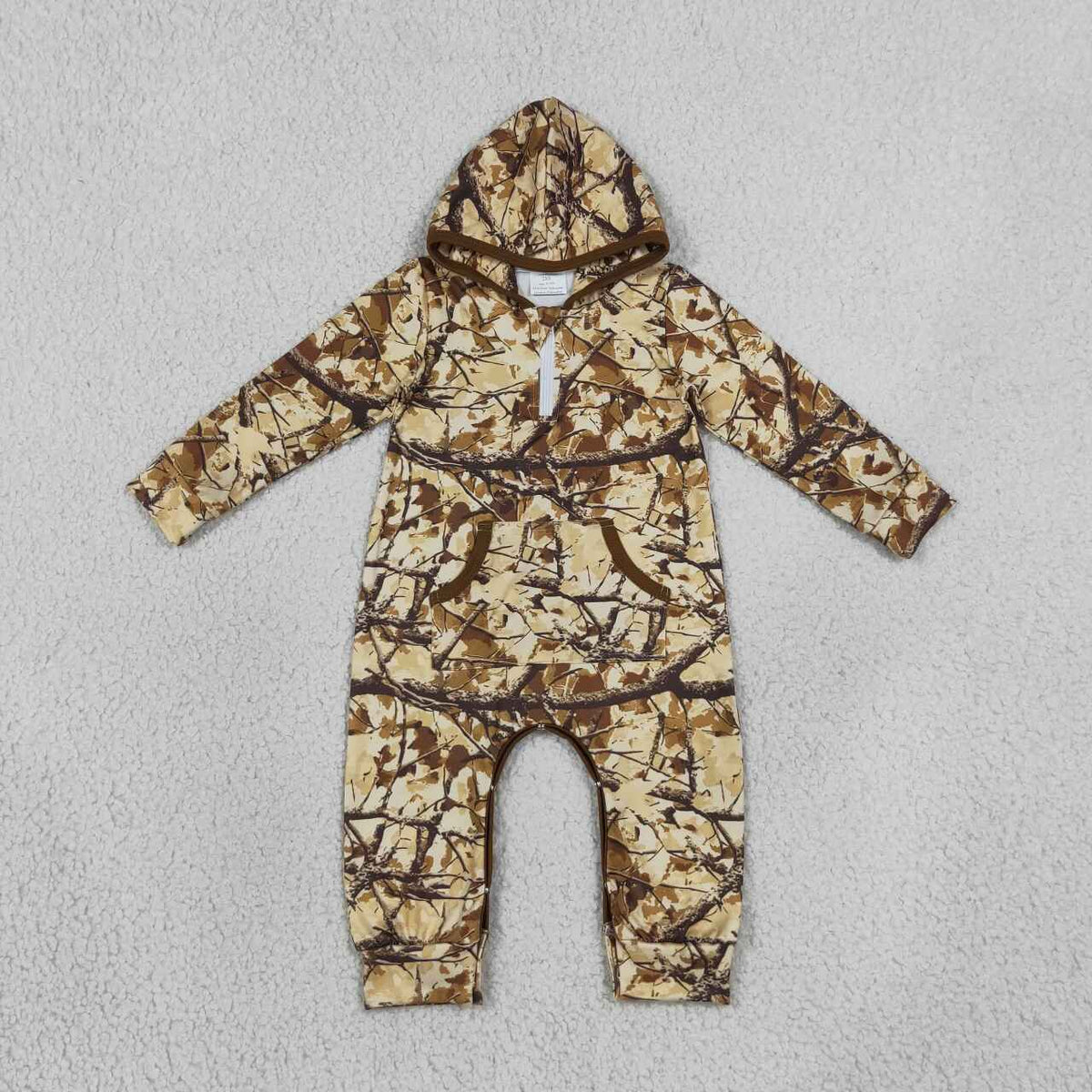Sibling Baby Boys Fall Camo Long Sleeve Hoodie Romper with Pocket