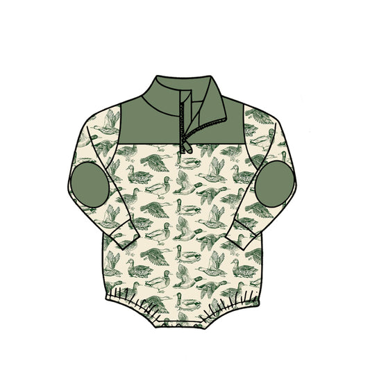 4.27 LR3050 Green Duck Baby Boys Sweatshirt Zipper Romper Preorder