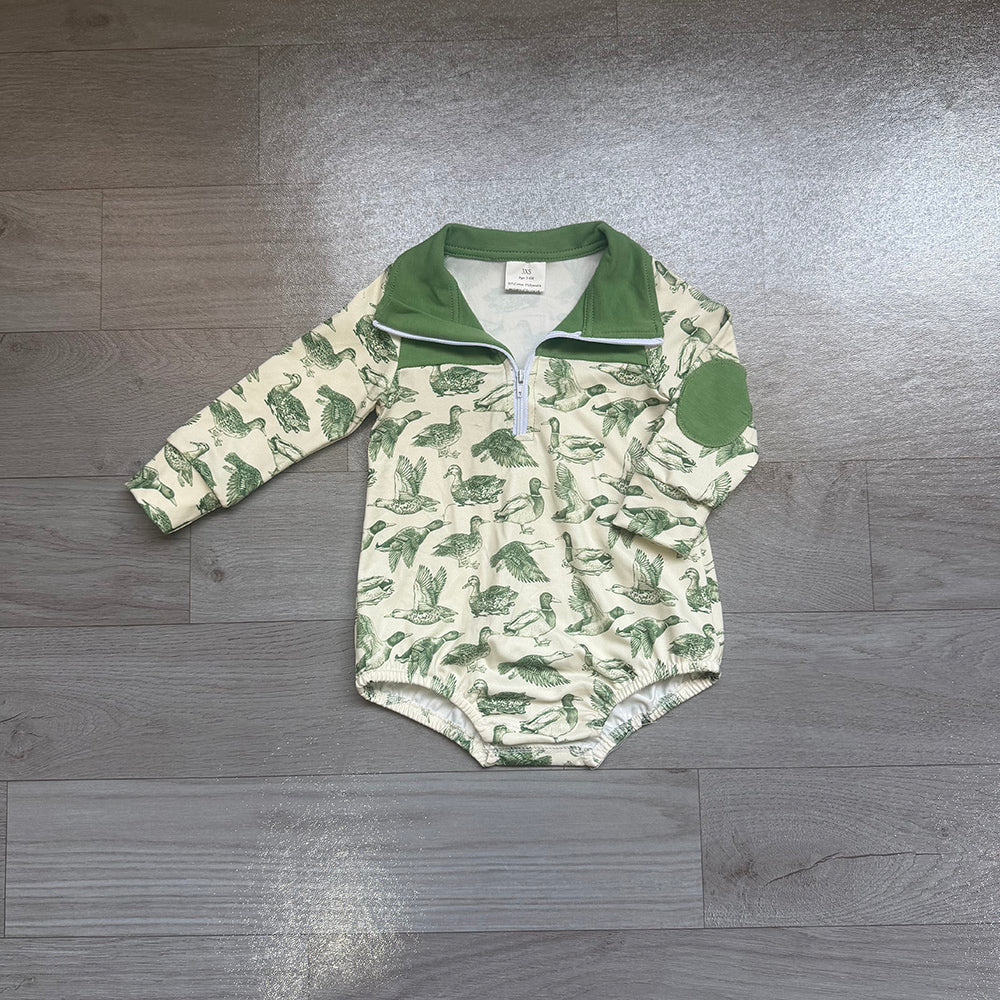 4.27 LR3050 Green Duck Baby Boys Sweatshirt Zipper Romper Preorder