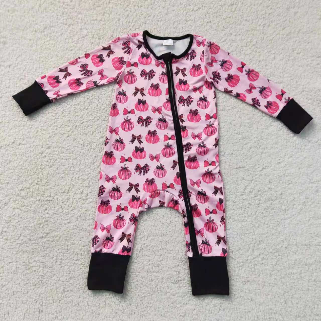 Sibling Baby Girls Pink Pumpkin Tree Top Pants Pajamas Clothes Sets Zipper Romper